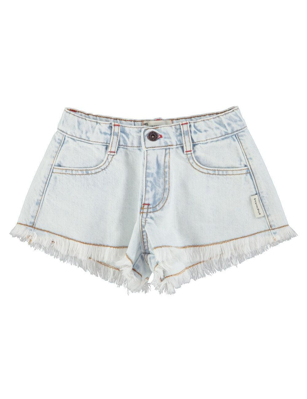 Piupiuchick | Shorts w/ fringes washed light denim