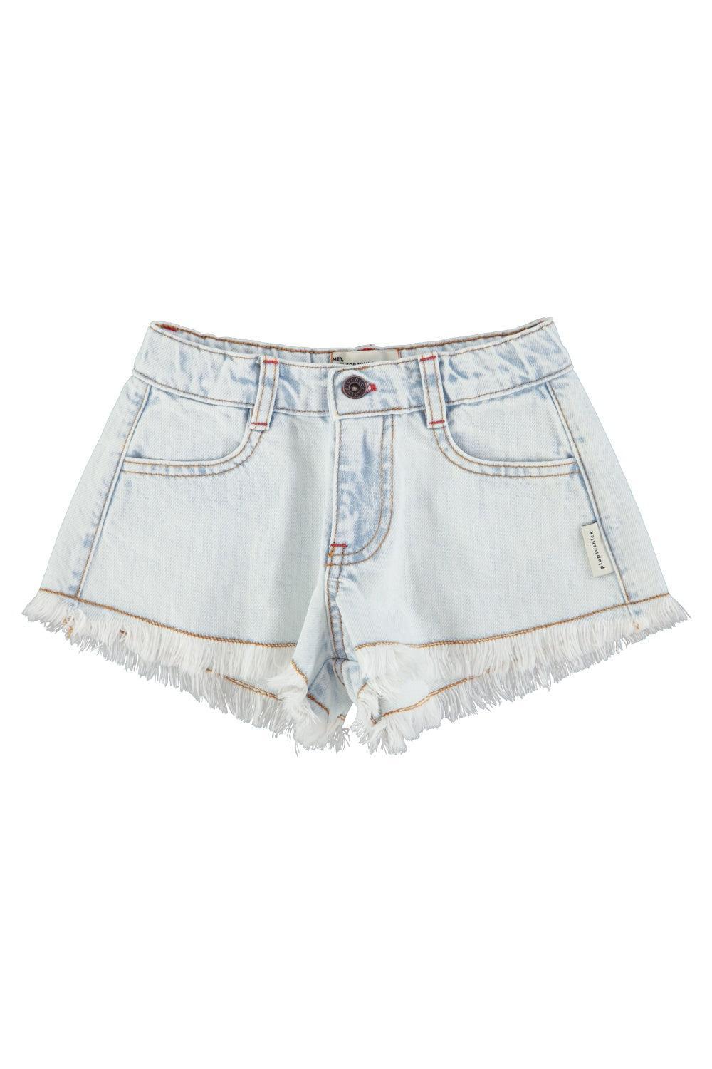 Piupiuchick | Shorts w/ fringes washed light denim