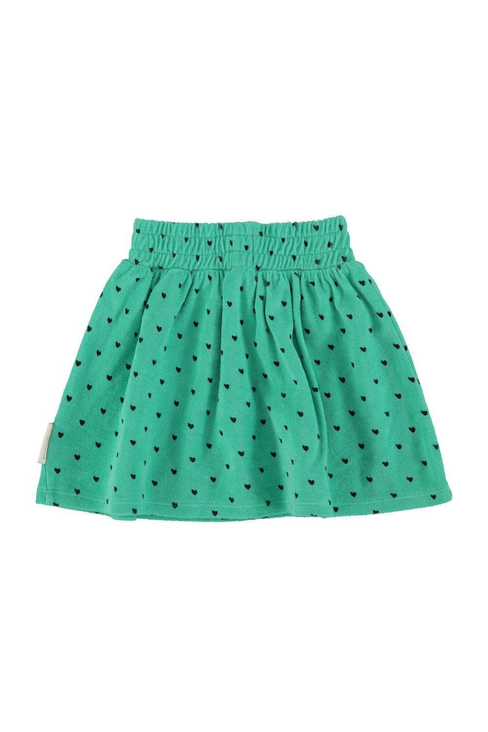 Piupiuchick Skirt green w/ black hearts
