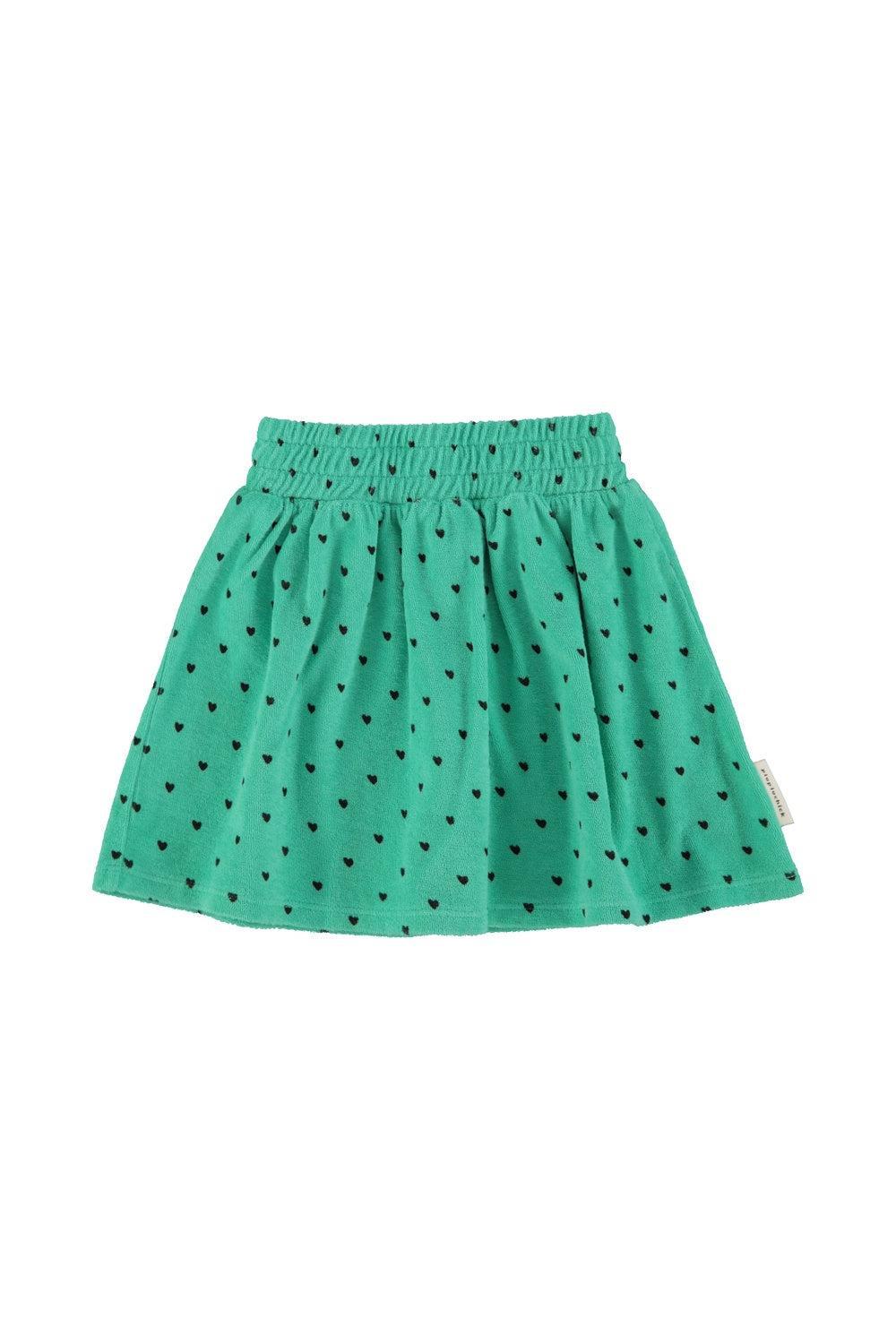 Piupiuchick Skirt green w/ black hearts