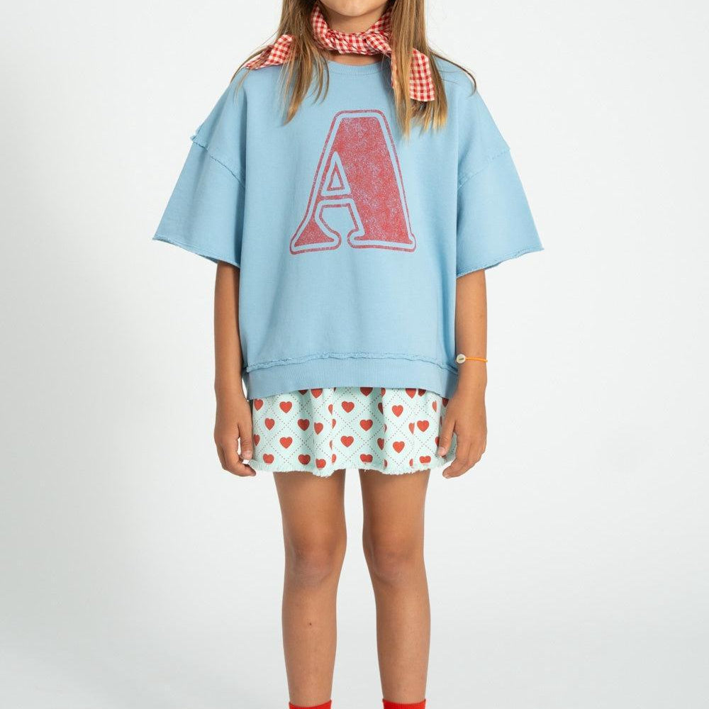 Piupiuchick Sweatshirt SS blue w/ A print
