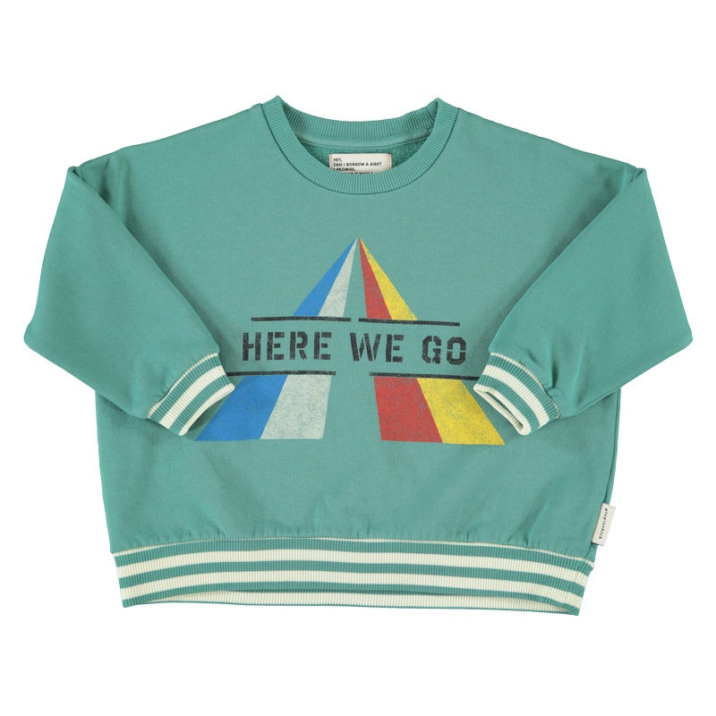 Piupiuchick | Sweatshirt green w/ "here we go" print