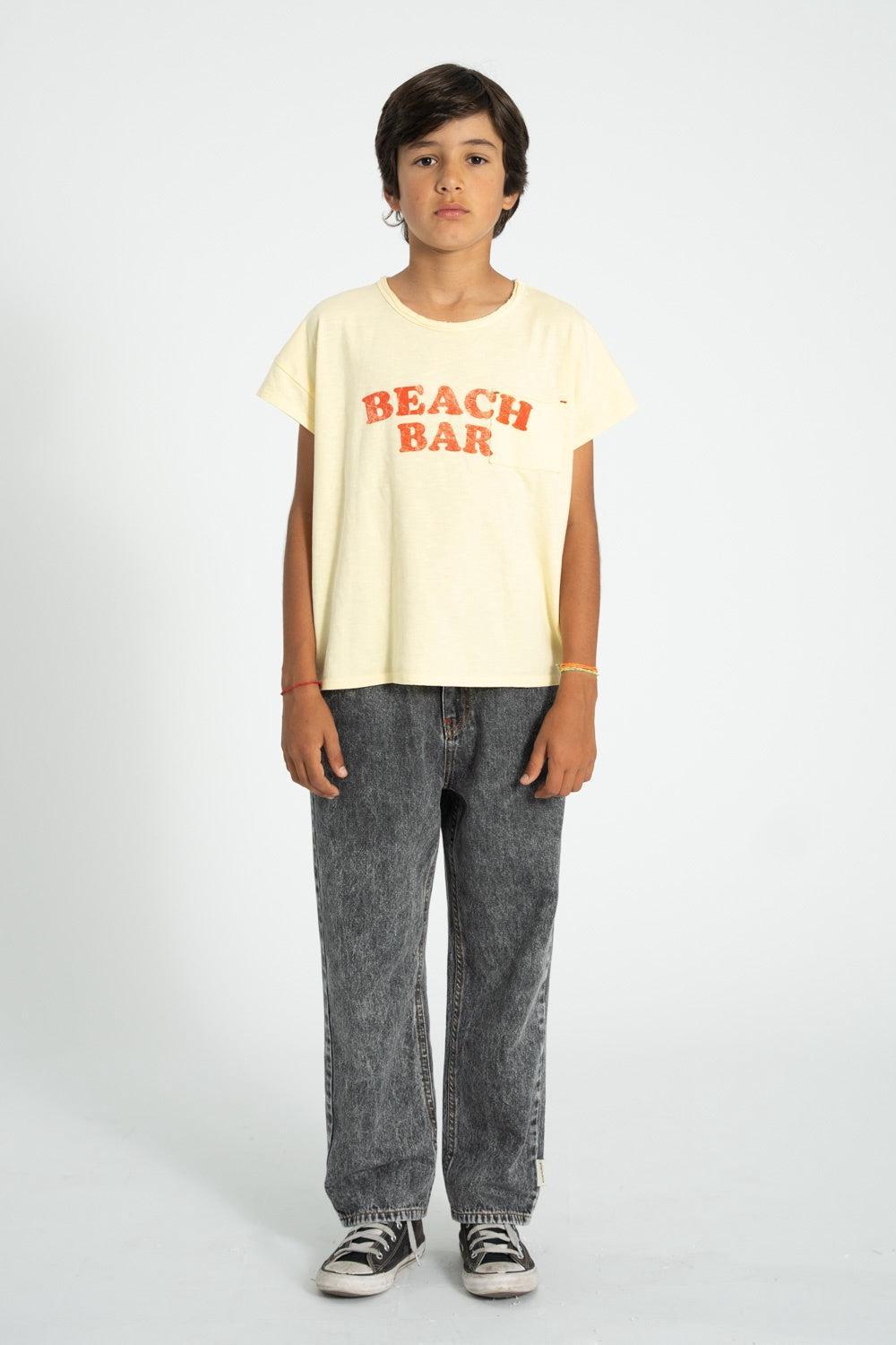Piupiuchick T-shirt Light Yellow w/ Beach bar