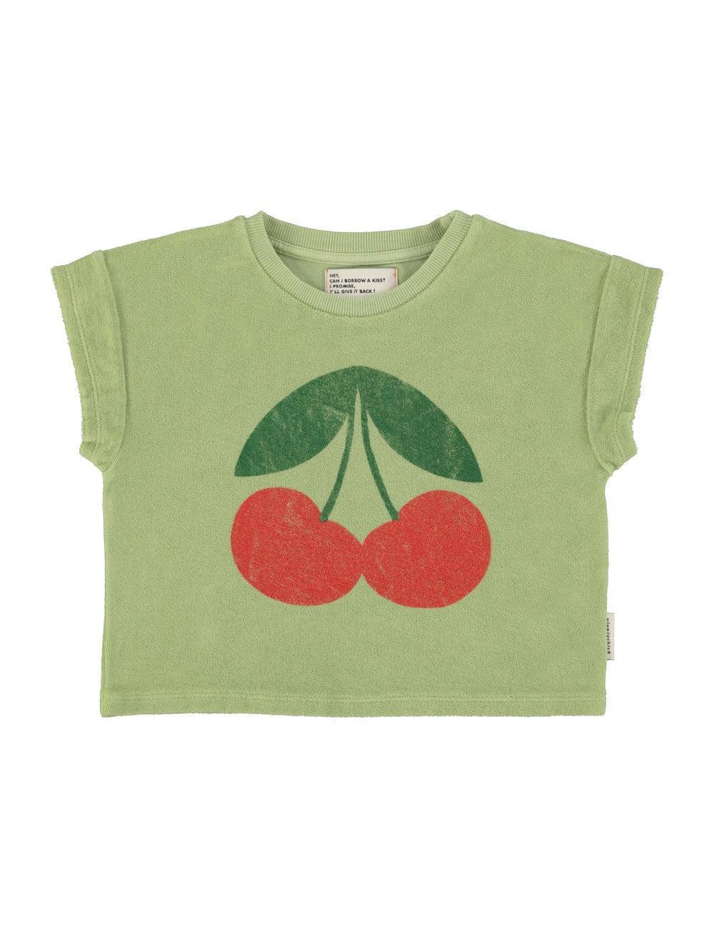 Piupiuchick T-shirt light olive w/ cherry