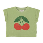 Piupiuchick T-shirt light olive w/ cherry