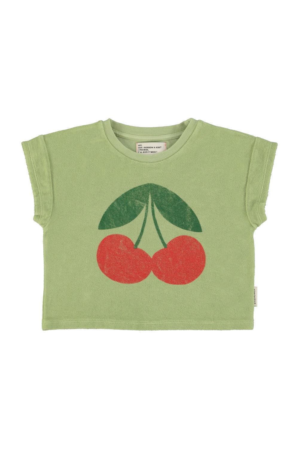 Piupiuchick T-shirt light olive w/ cherry