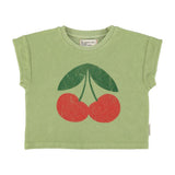 Piupiuchick T-shirt light olive w/ cherry