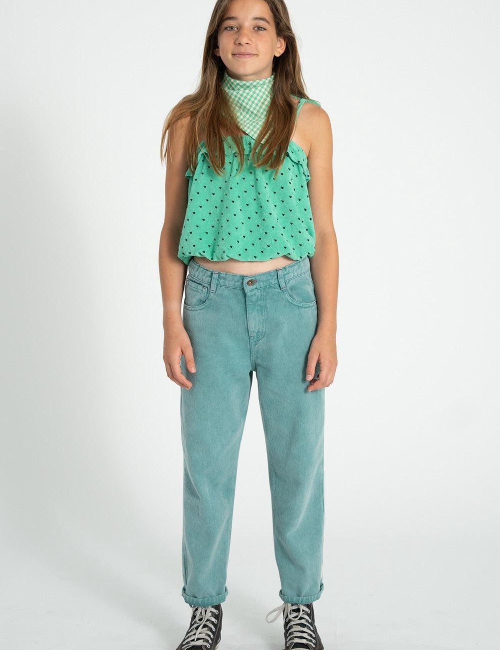 Piupiuchick Top green w/ black hearts