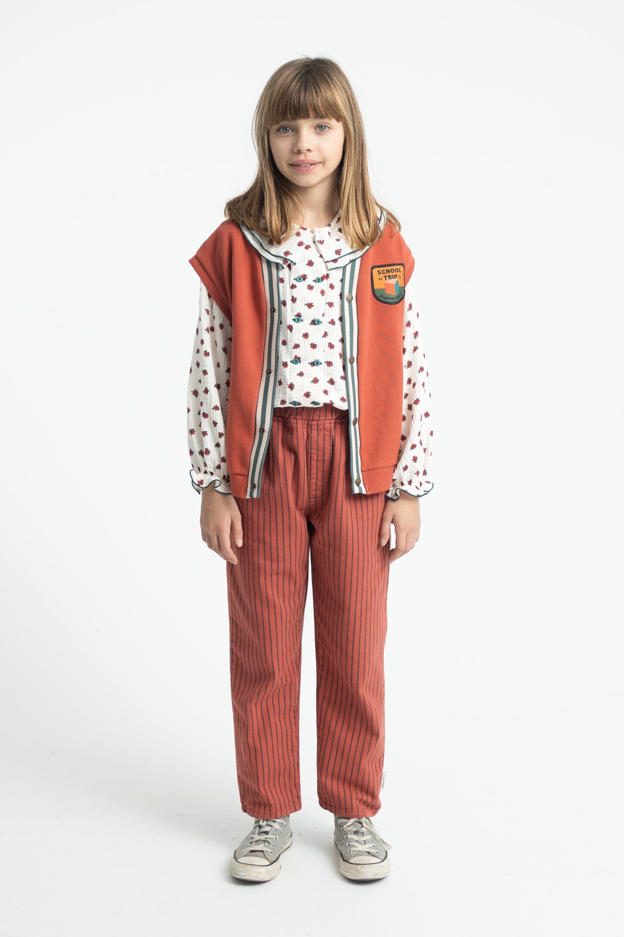 Piupiuchick | Trousers bordeaux w/ black stripes