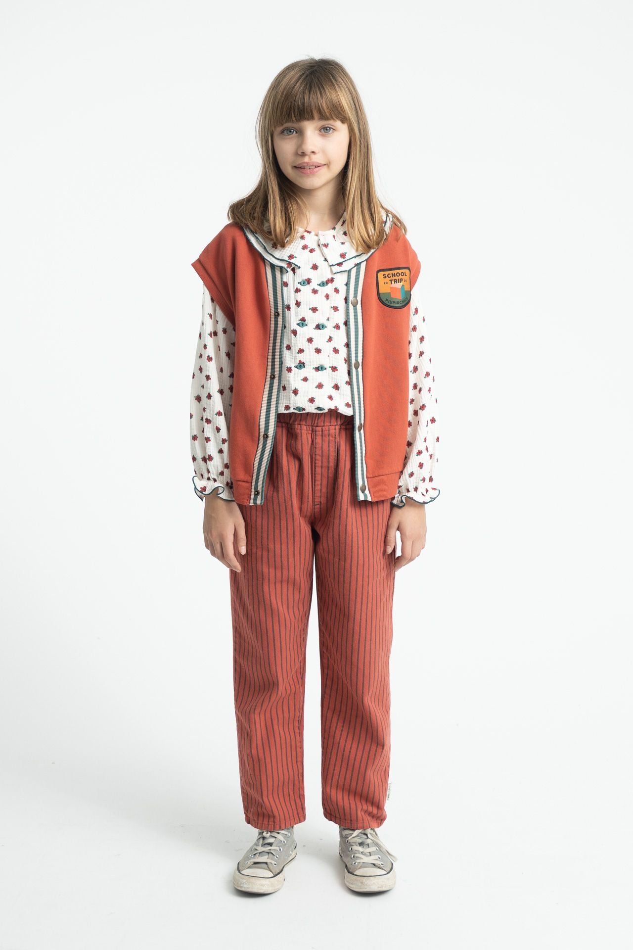 Piupiuchick | Trousers bordeaux w/ black stripes