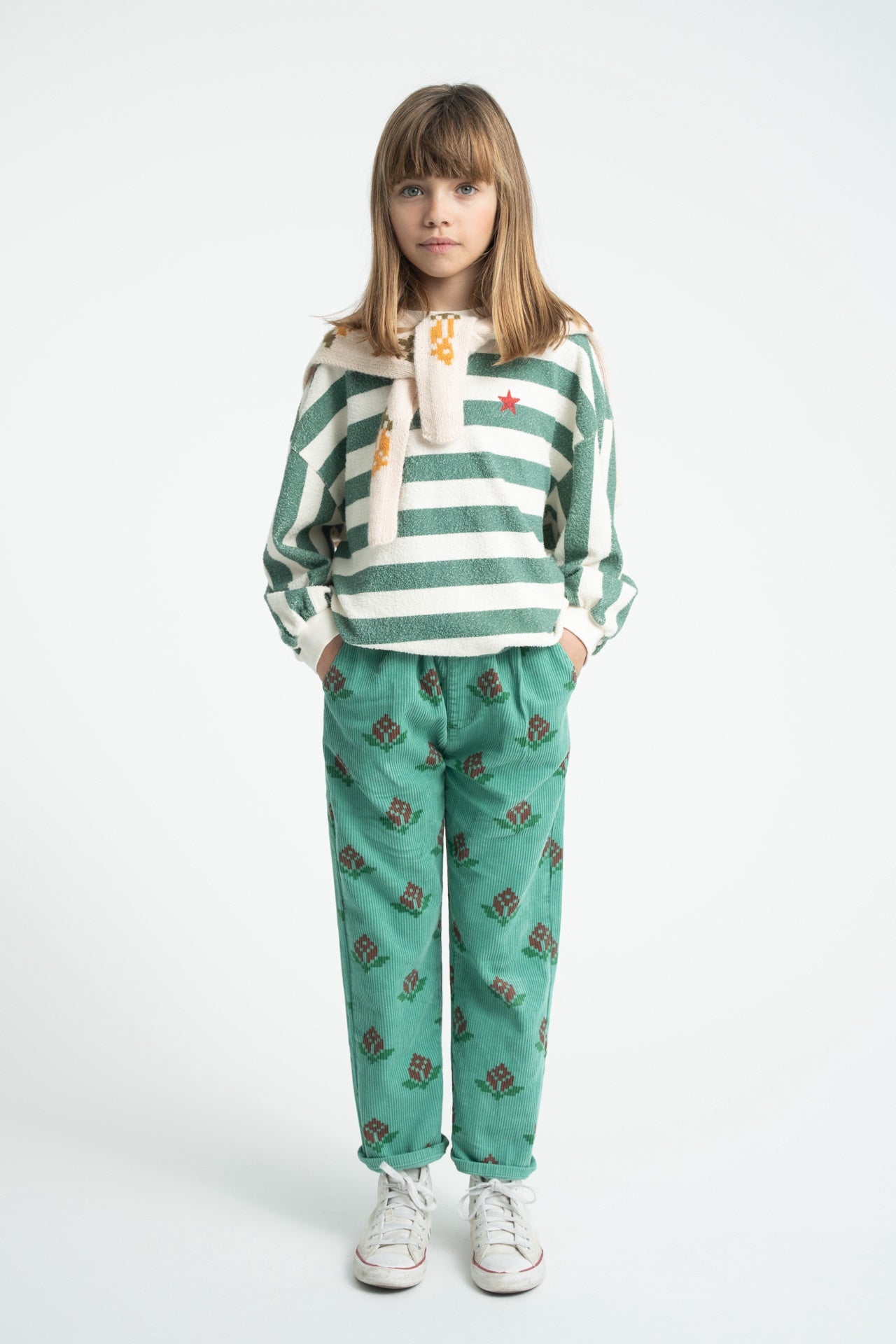 Piupiuchick | Trousers green w/ big flowers