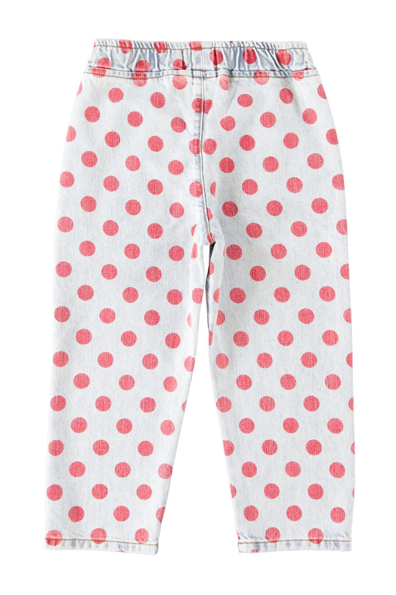Piupiuchick | Trousers light blue denim w/ red dots