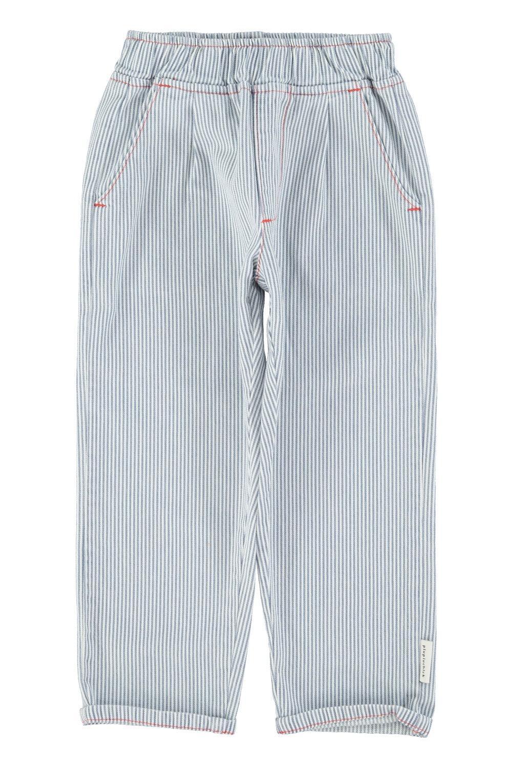 Piupiuchick Unisex trousers ecru w/ indigo stripes
