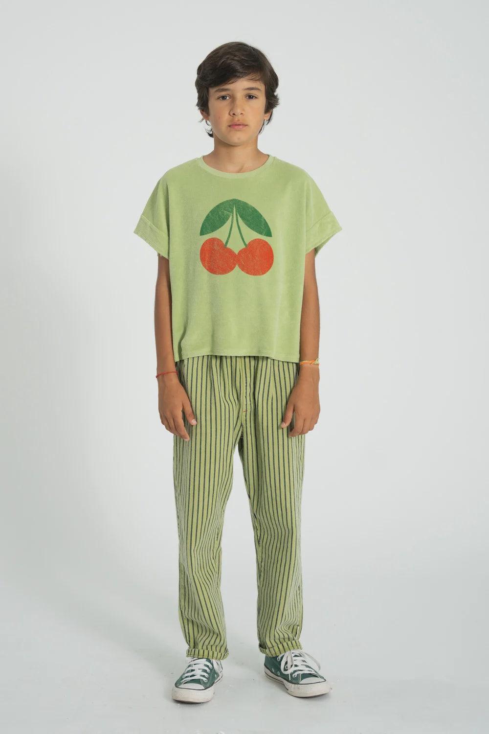 Piupiuchick | Unisex trousers green w/ indigo stripes