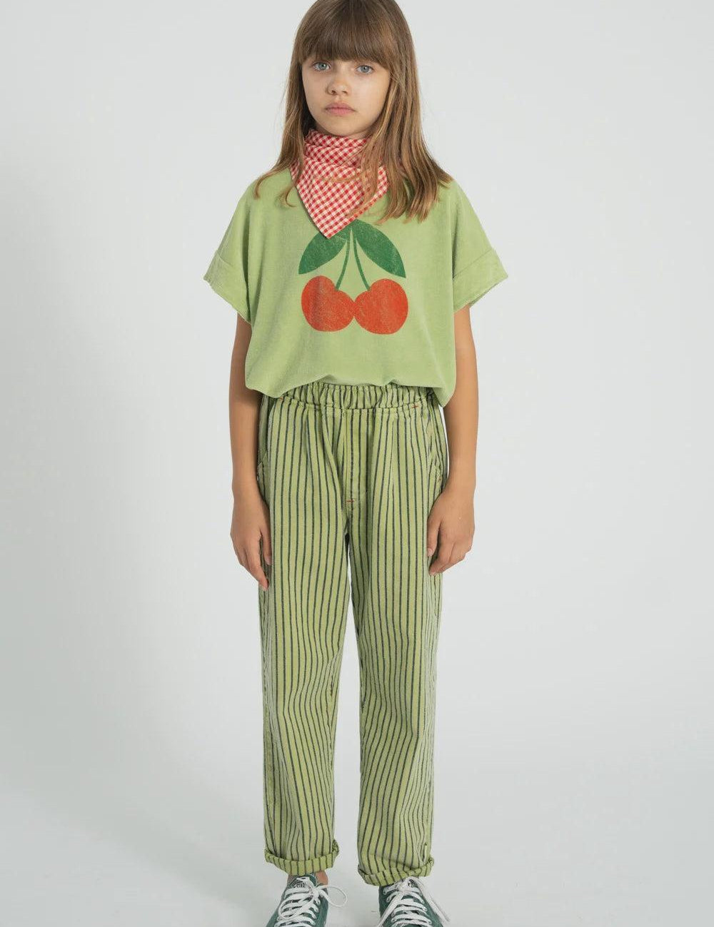 Piupiuchick | Unisex trousers green w/ indigo stripes
