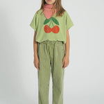 Piupiuchick | Unisex trousers green w/ indigo stripes