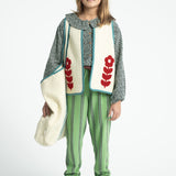 Piupiuchick | Waistcoat ecru w/ embroidered red flowers
