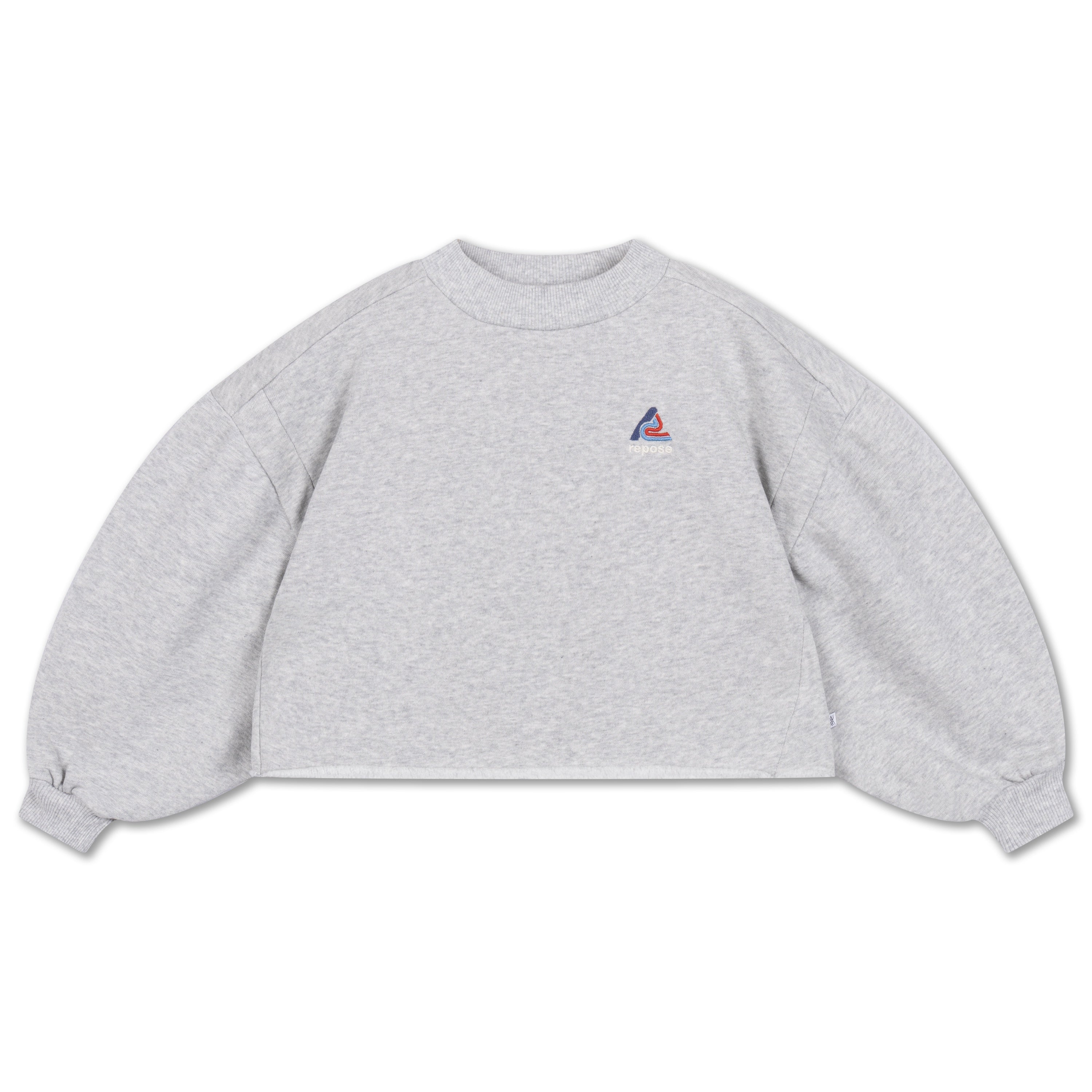 Repose AMS | Crop Heart Sweater Light Mixed Grey