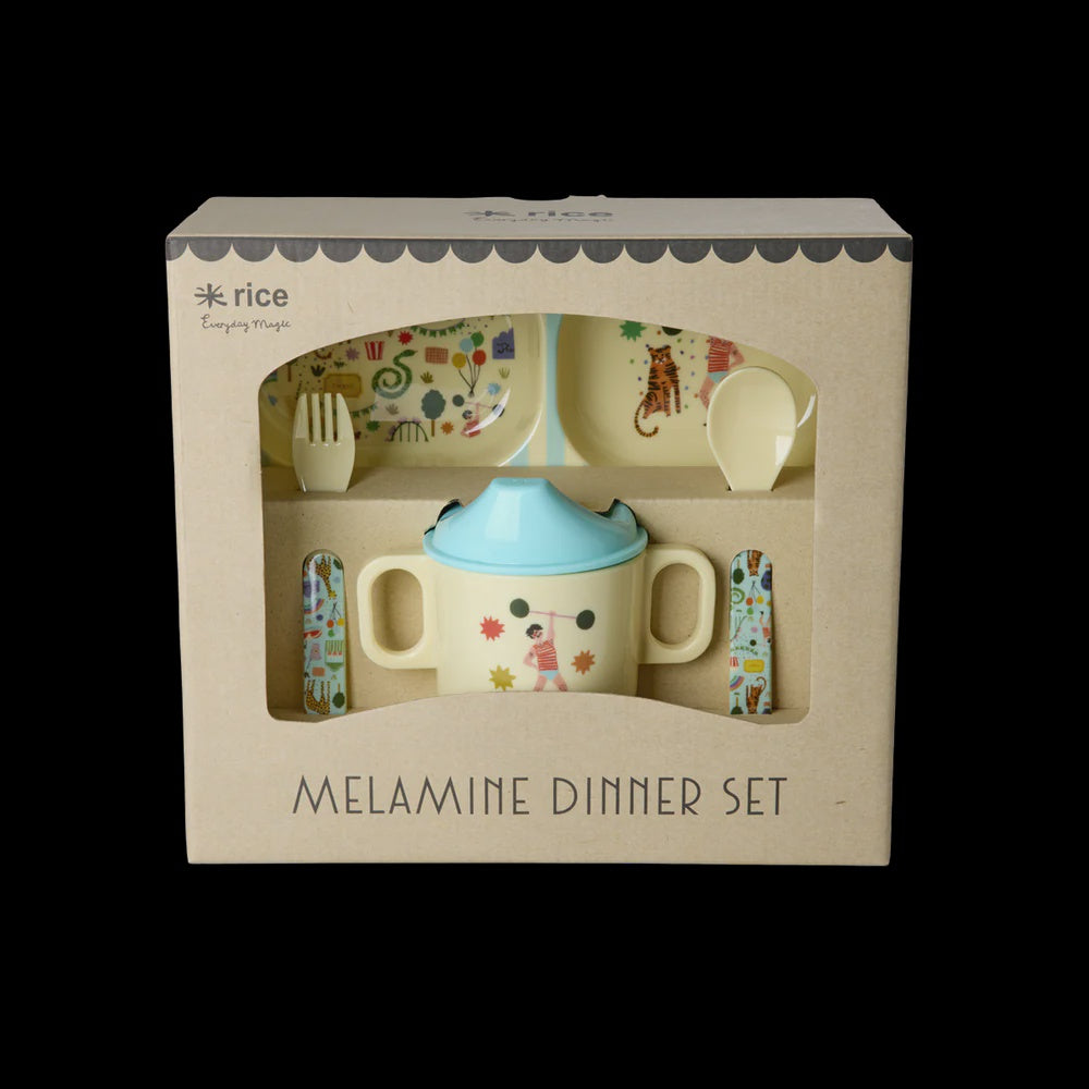 Rice | Melamine Dinner Gift set | Mint Fun Fair Print