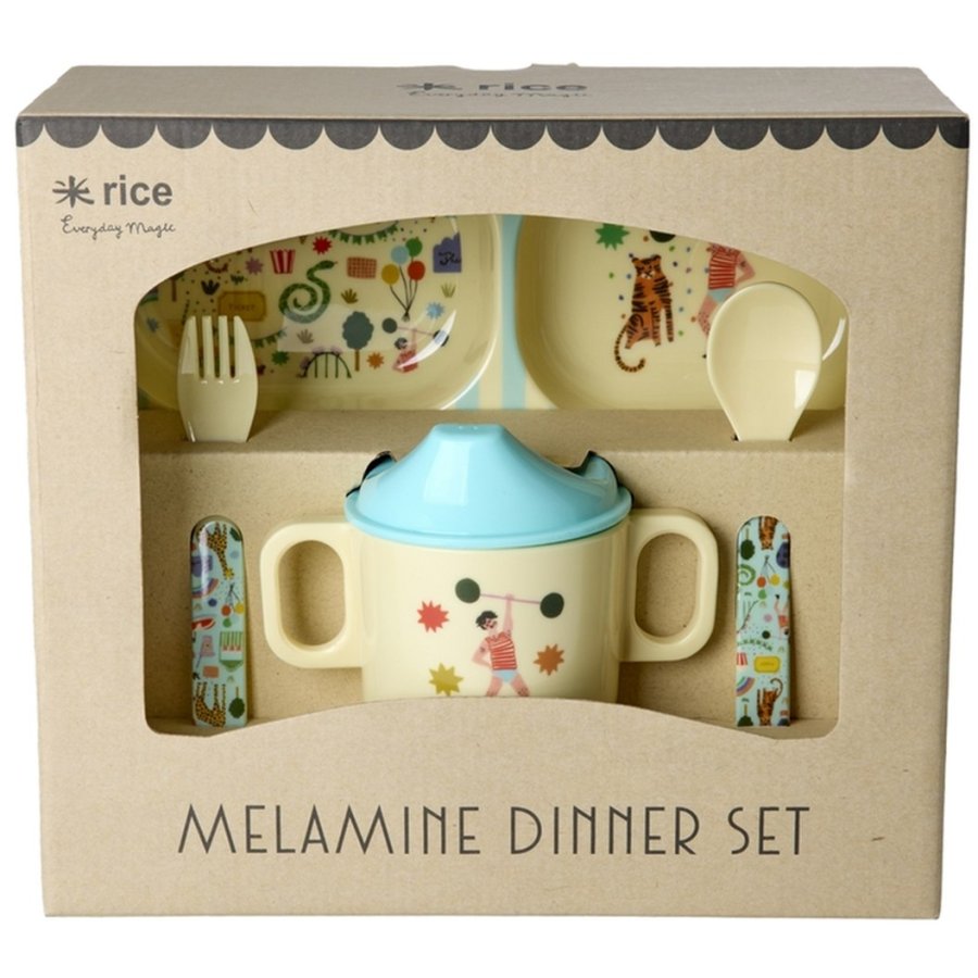 Rice | Melamine Dinner Gift set | Mint Fun Fair Print