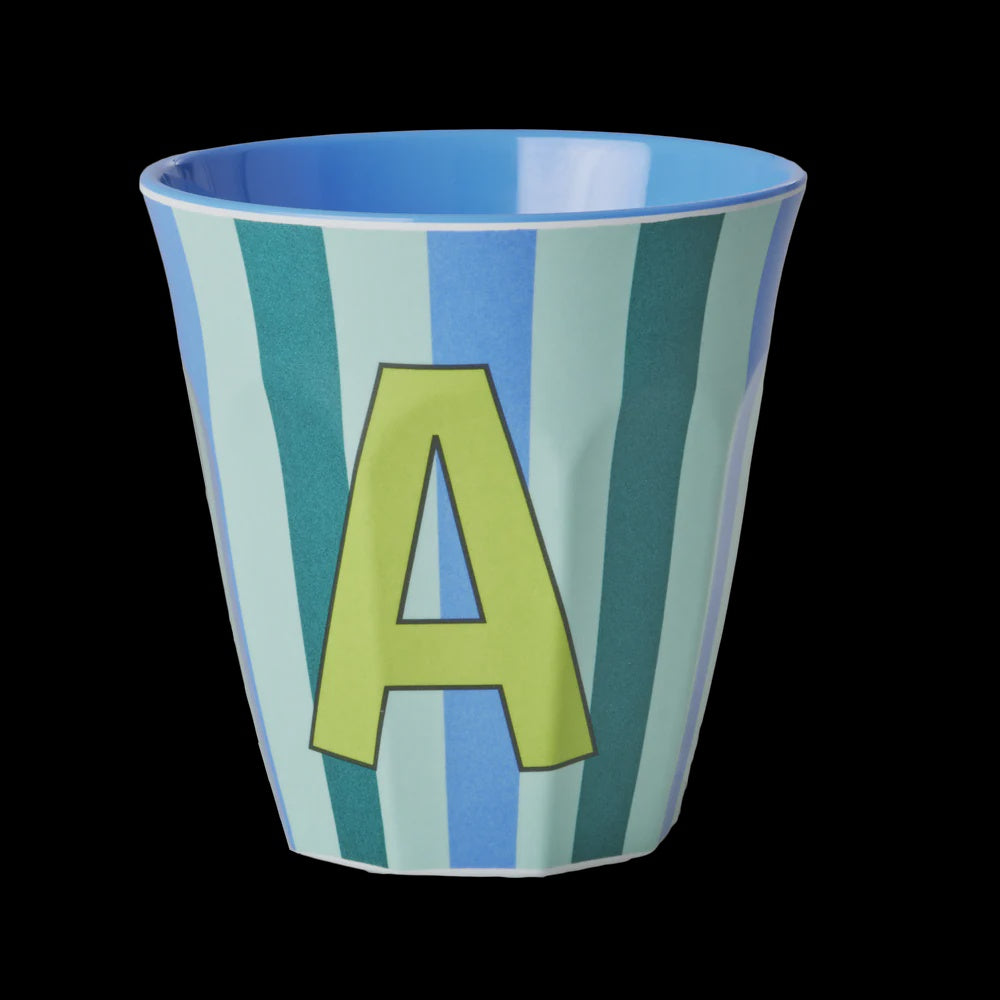 Rice | Melamine beker- Alfabet stripe blue
