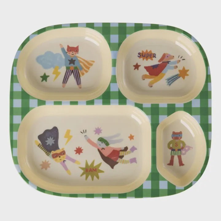 Rice | Melamine bord 4 vakken - Hero blue