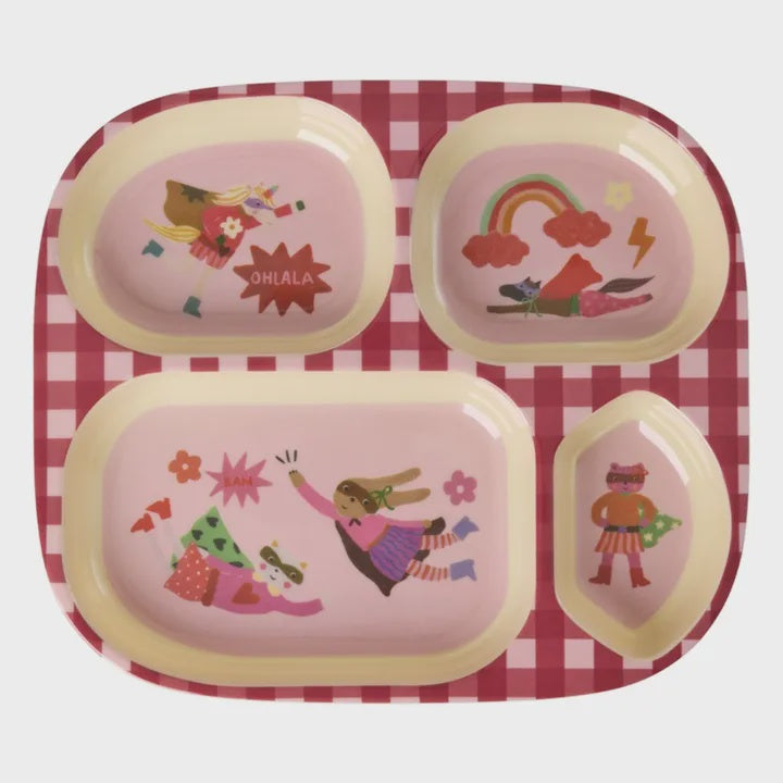 Rice | Melamine borde 4 vakken - Hero pink