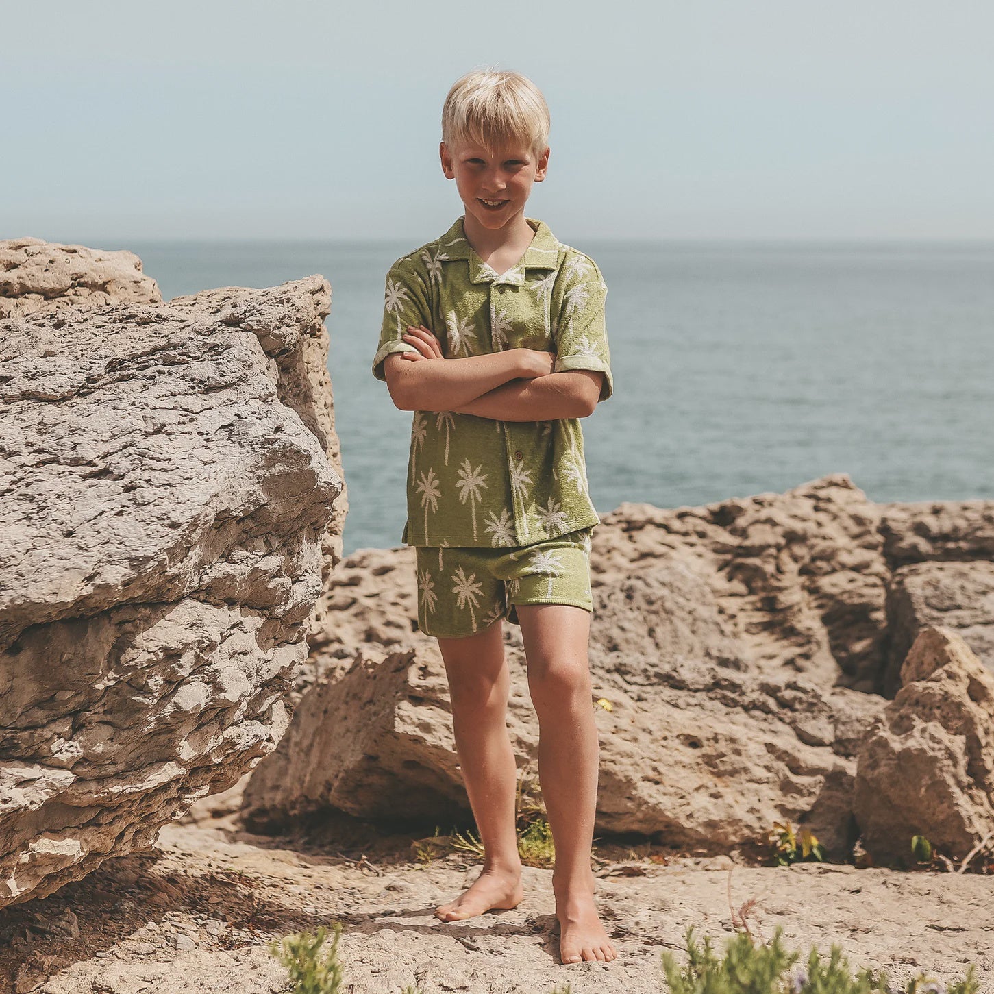 Salted Stories | Beach palms loose shirt -iguana