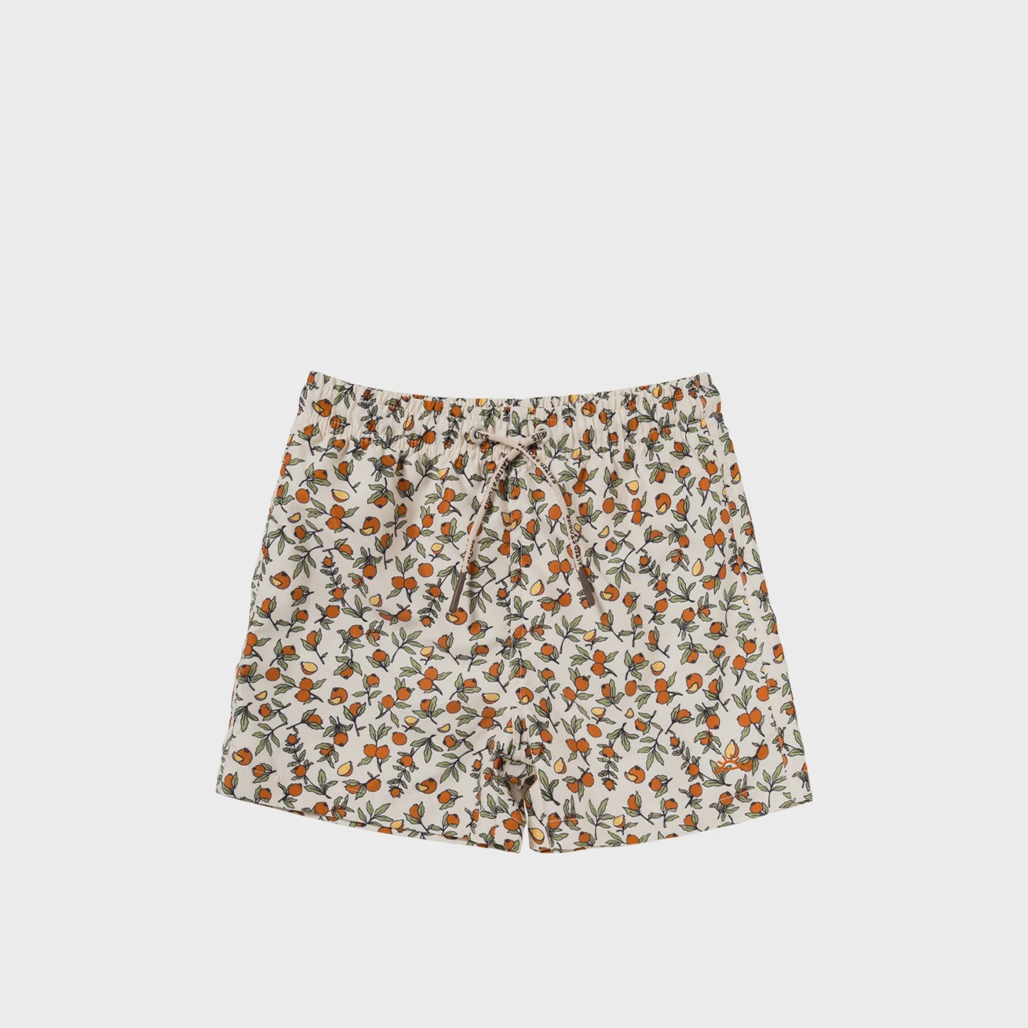 Salted Stories | Pommegranate swim shorts -white swan