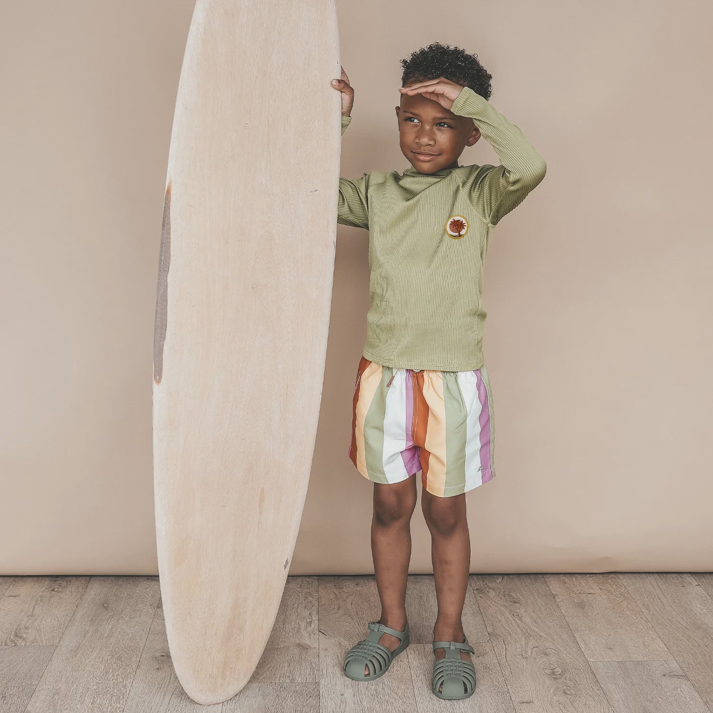 Salted Stories | Solid rib swim longsleeve -iguana