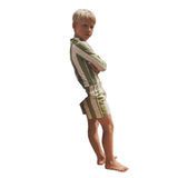 Salted Stories | Wide stripe swim shorts iguana
