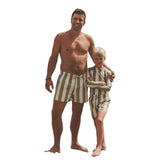 Salted Stories | Wide stripe swim shorts iguana
