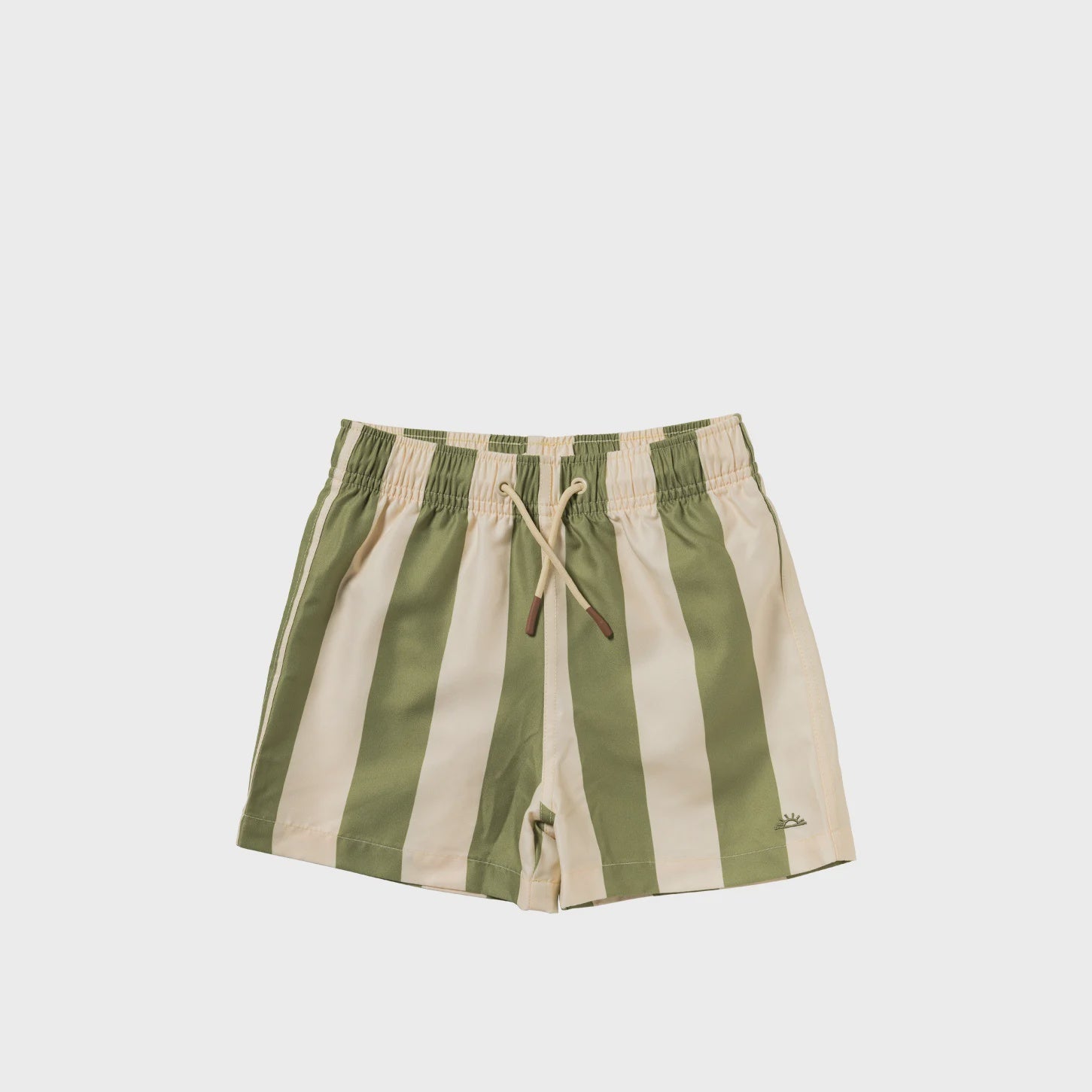 Salted Stories | Wide stripe swim shorts iguana