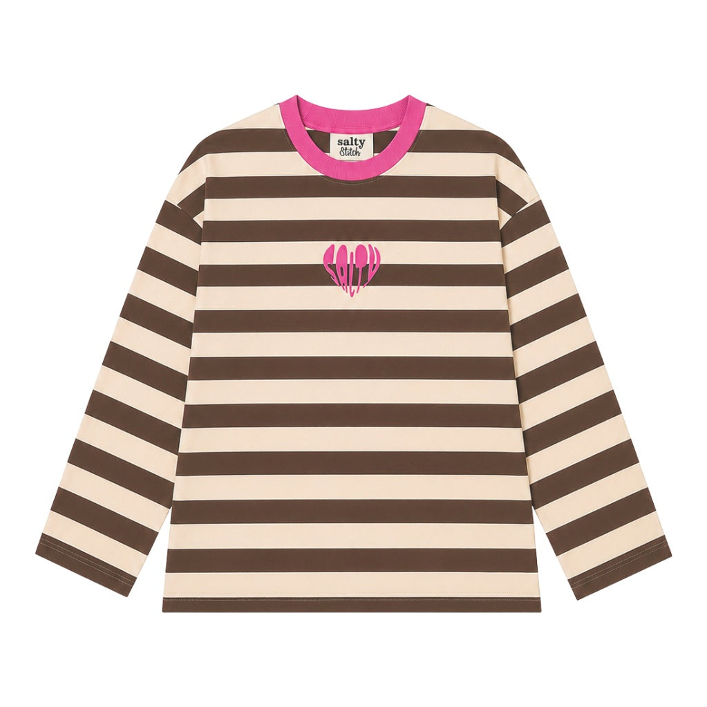 Salty Stitch | Salty Skater Tee Stripes - Beige/Brown