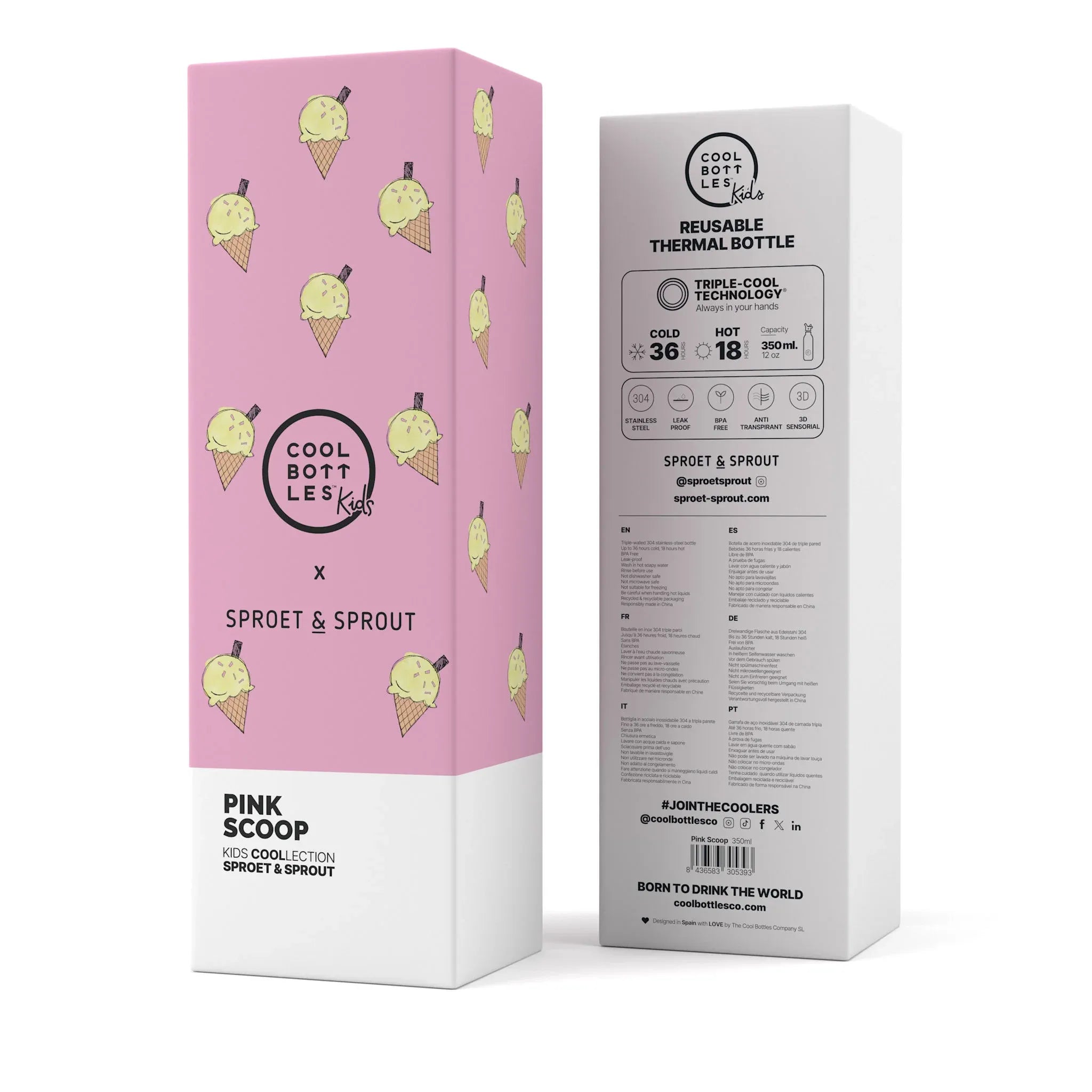 Sproet & spruit | Kids bottle - pink scoop 350 ml