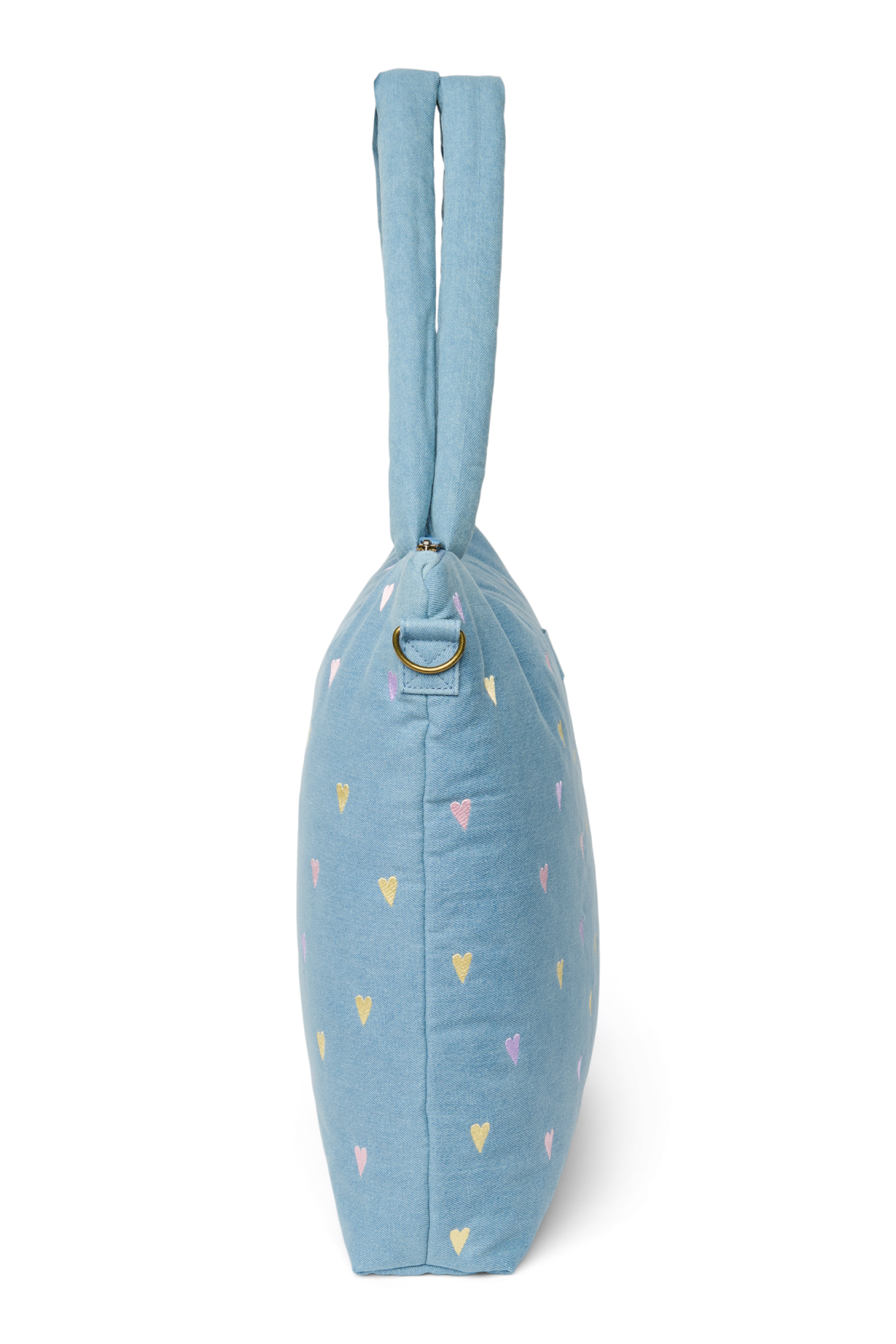 Studio Noos | Denim Diaper Bag | Light Blue Hearts