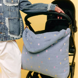 Studio Noos | Denim Diaper Bag | Light Blue Hearts