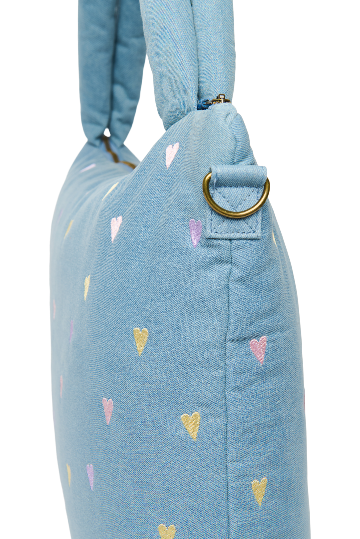 Studio Noos | Denim Diaper Bag | Light Blue Hearts