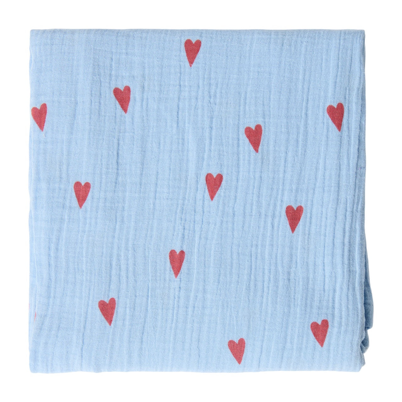 Studio Noos | Swaddle 120x120cm light blue hearts