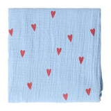 Studio Noos | Swaddle 120x120cm light blue hearts