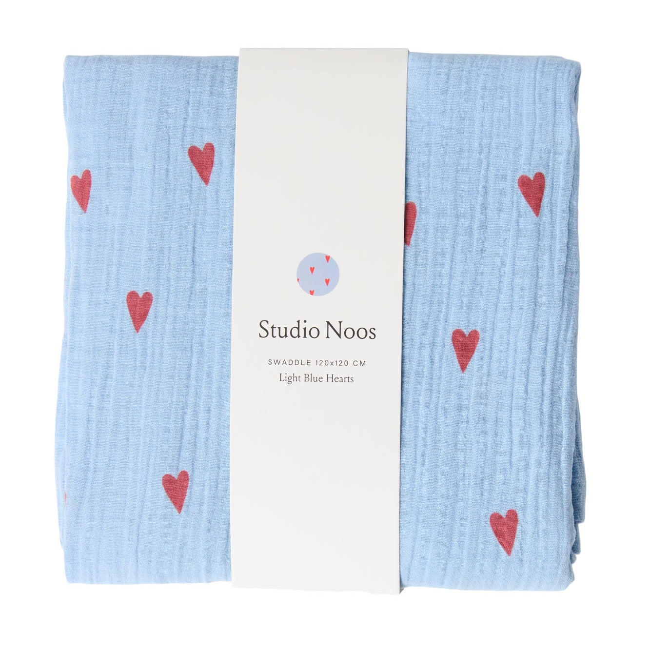 Studio Noos | Swaddle 120x120cm light blue hearts