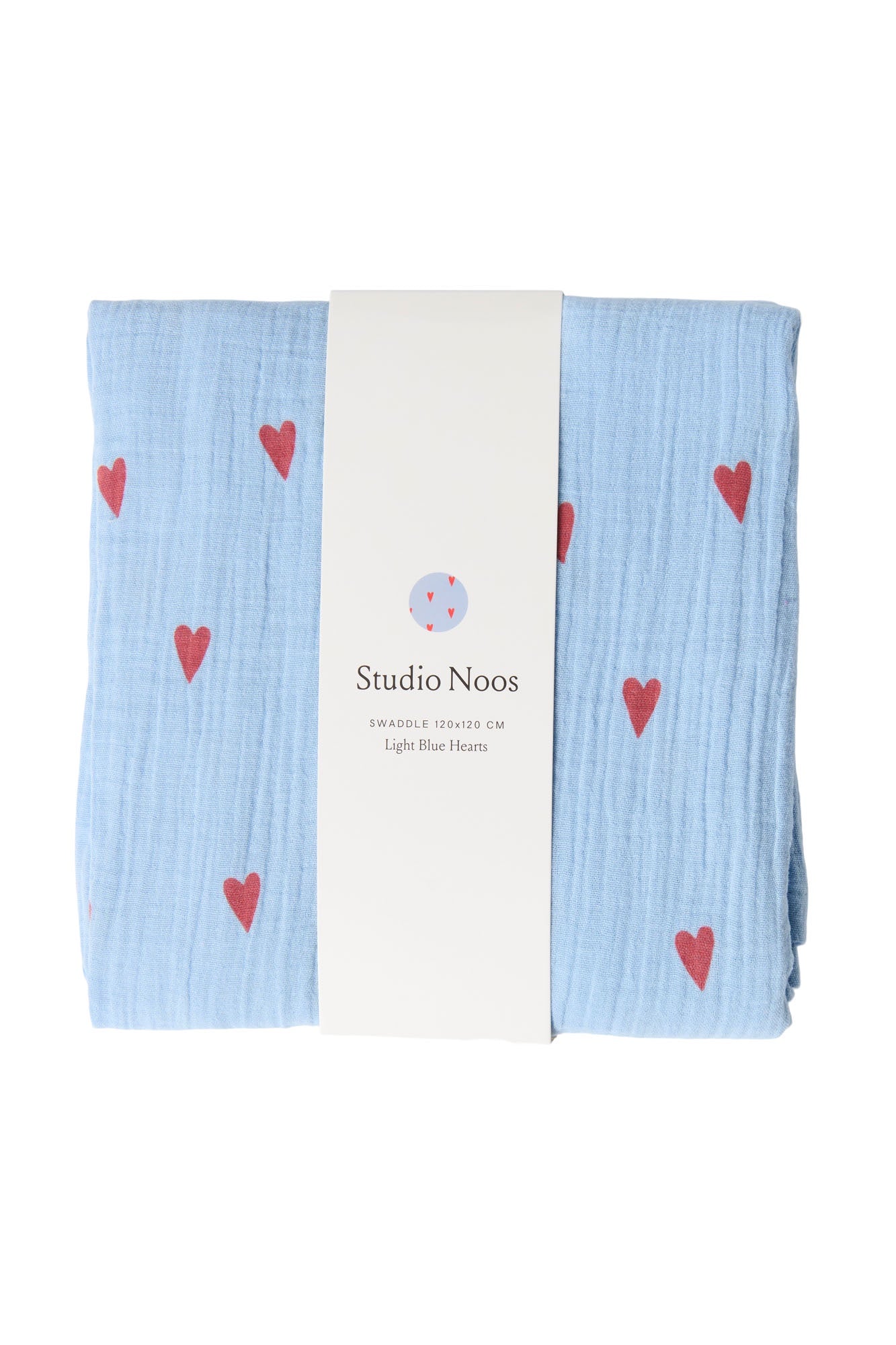 Studio Noos | Swaddle 120x120cm light blue hearts