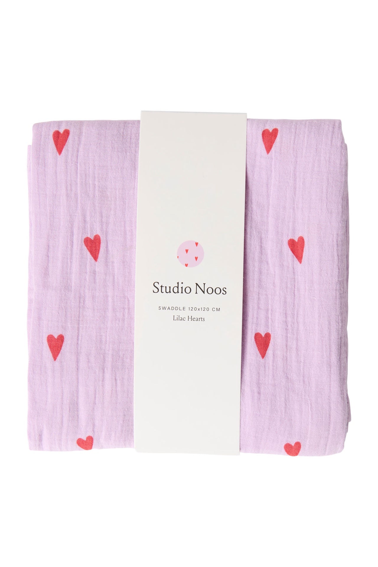 Studio Noos | Swaddle 120x120cm lilac hearts