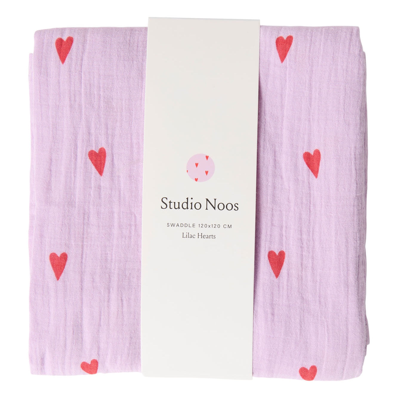Studio Noos | Swaddle 120x120cm lilac hearts