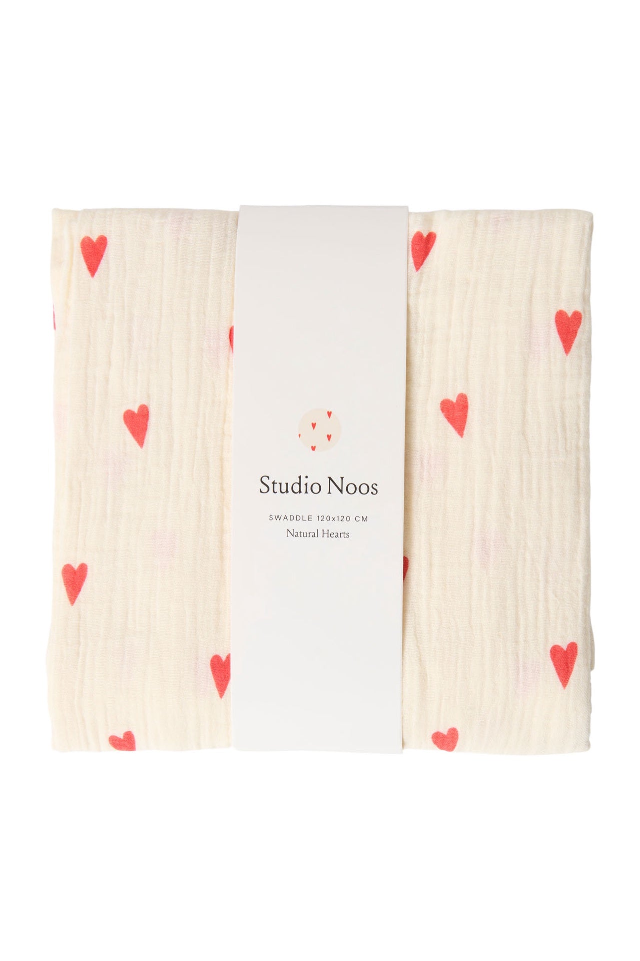 Studio Noos | Swaddle 120x120cm natural hearts