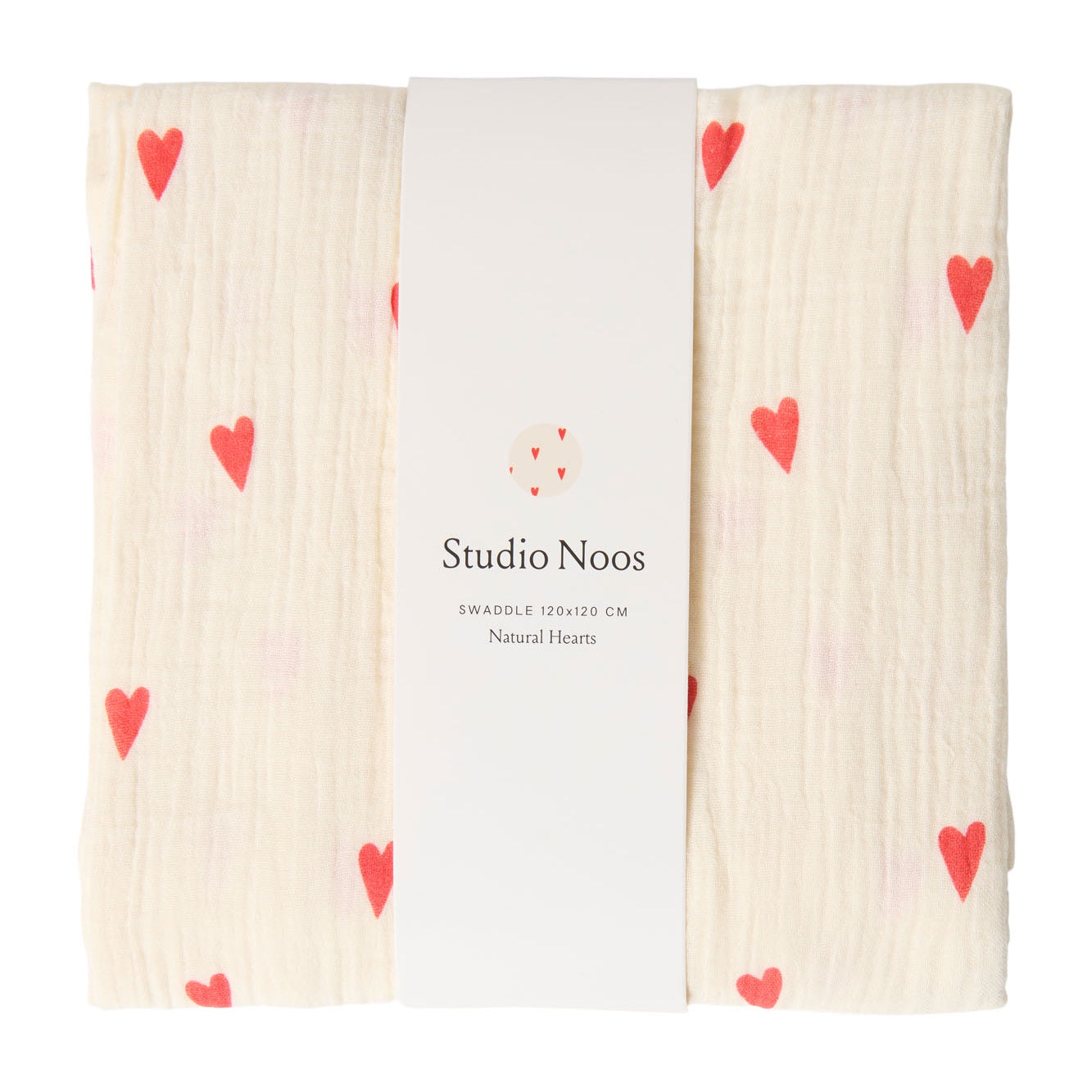 Studio Noos | Swaddle 120x120cm natural hearts