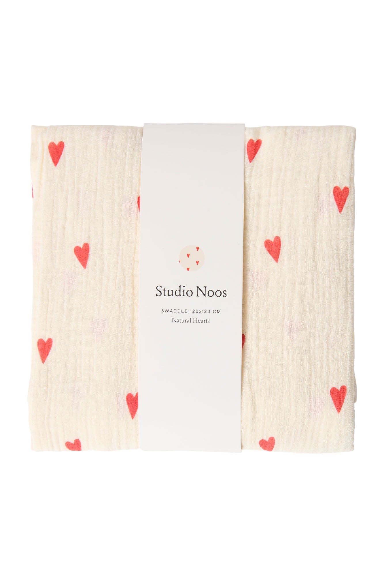 Studio Noos | Swaddle 120x120cm natural hearts