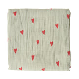 Studio Noos | Swaddle 120x120cm sage green hearts