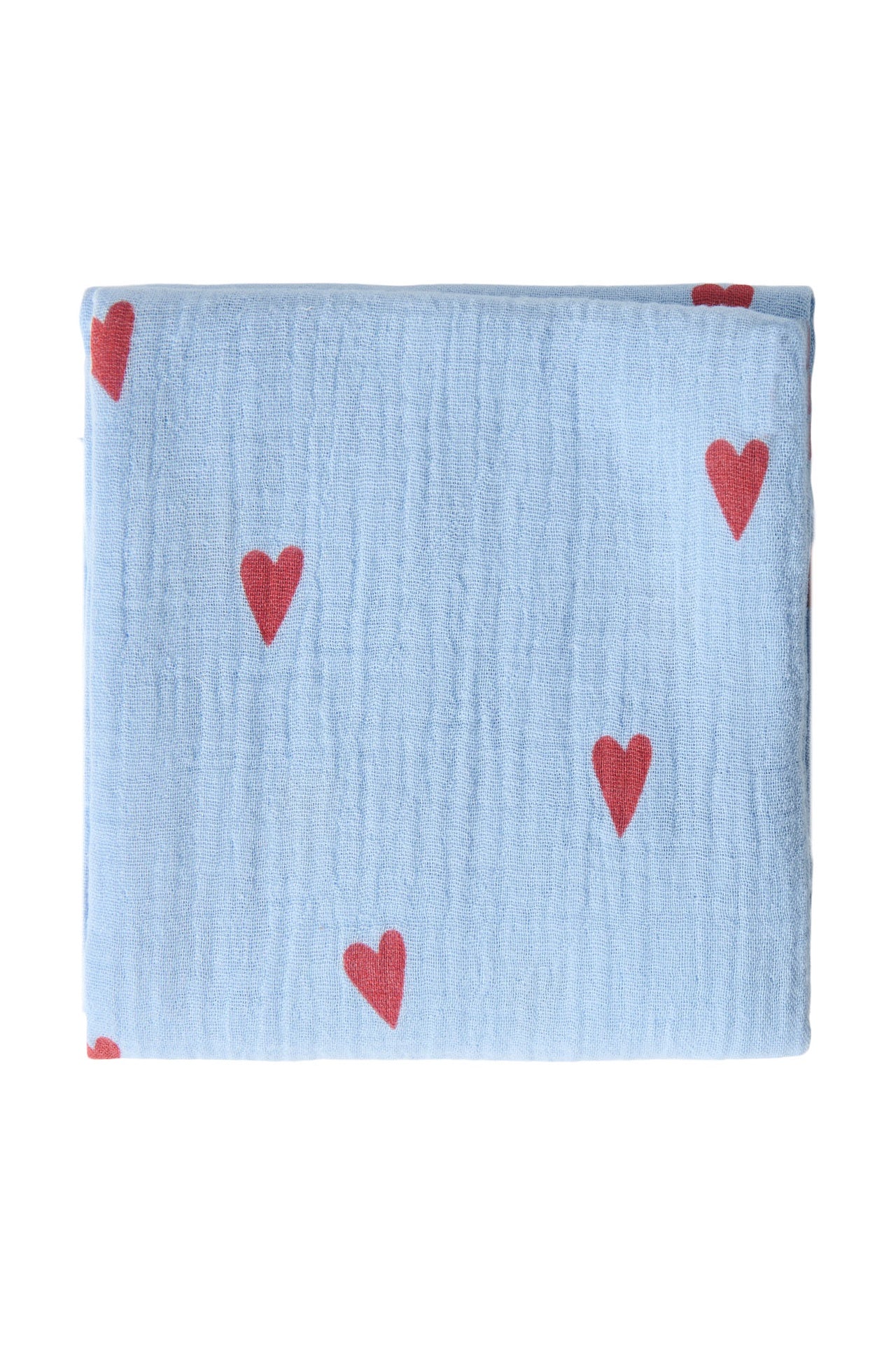 Studio Noos | Swaddle 70x70cm light blue hearts