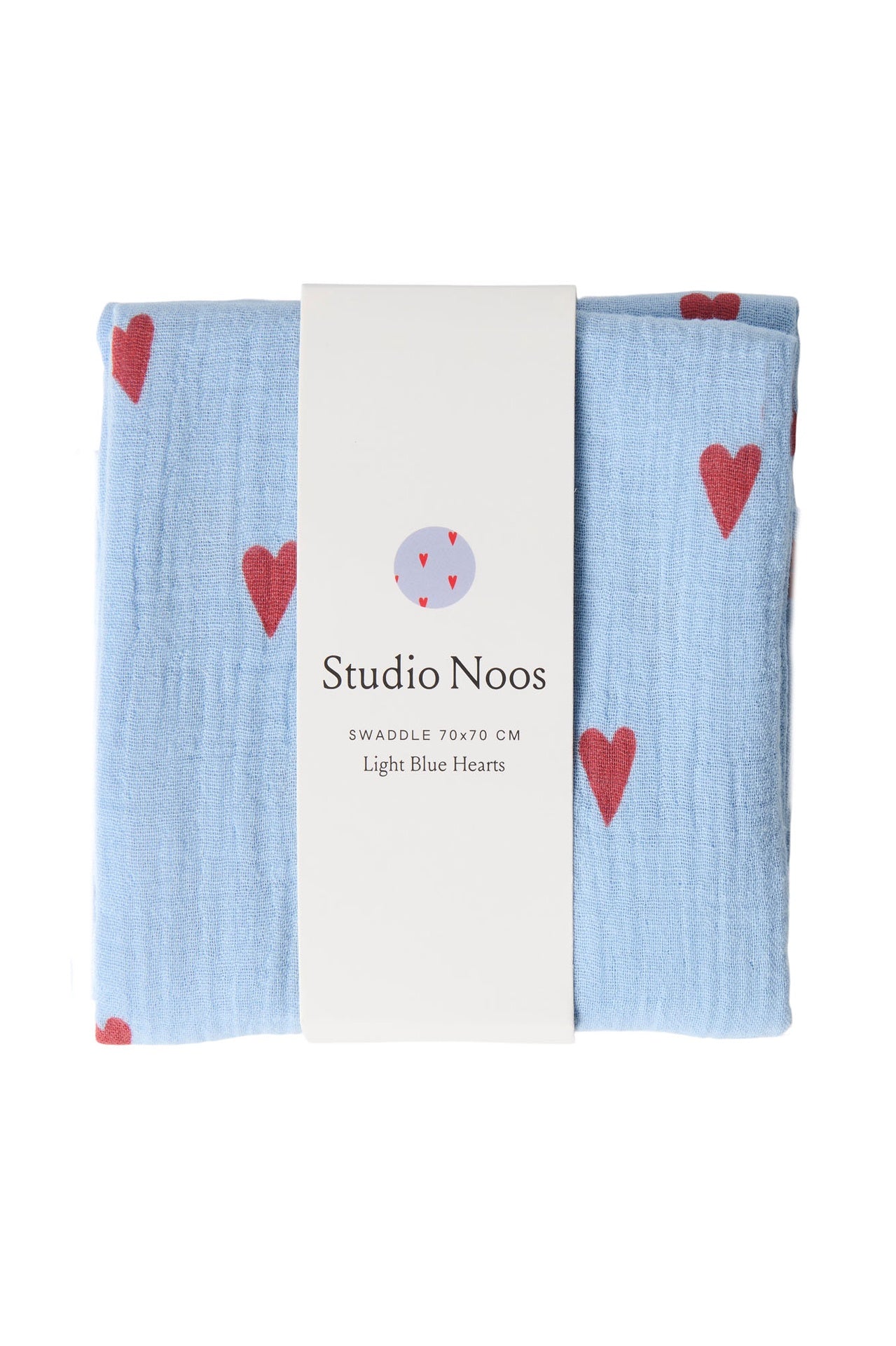 Studio Noos | Swaddle 70x70cm light blue hearts